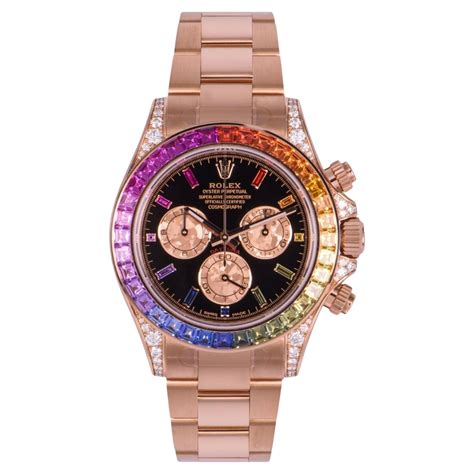 rolex daytona 116595rbow in rose gold|Rolex rainbow daytona pink gold.